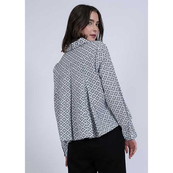 NWT Trisha Tyler floral print back pleat business casual career button up L NEW - Picture 1 of 8